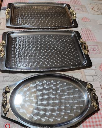 3 vassoi acciaio inox 
