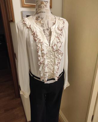 Camicia raso avorio Manila Grace taglia M 