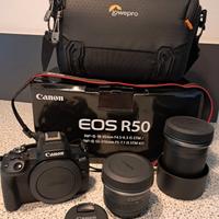 CANON R50 + obiettivi e custodia 