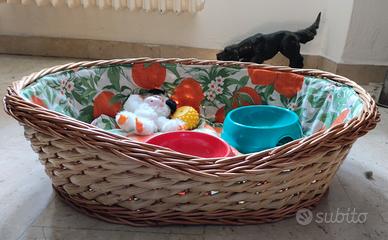 Cesta lettino/cuccia per cani in vimini rivestita