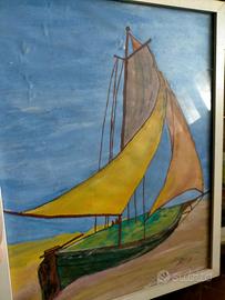Quadro vintage con barca a vela – Dipinto firmato