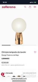 Lampada da tavolo Zafferano mod olimpia col oro