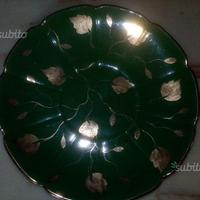 Piatto decorativo Verde Bordo in Oro Made in Italy