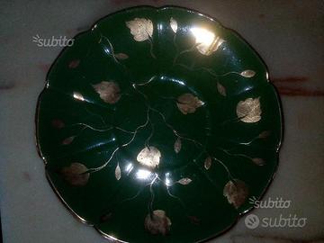 Piatto decorativo Verde Bordo in Oro Made in Italy
