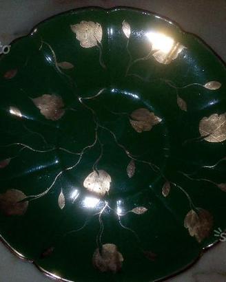 Piatto decorativo Verde Bordo in Oro Made in Italy