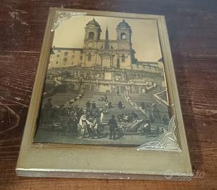 Quadro foglia argento 925vintage Trinità dei monti