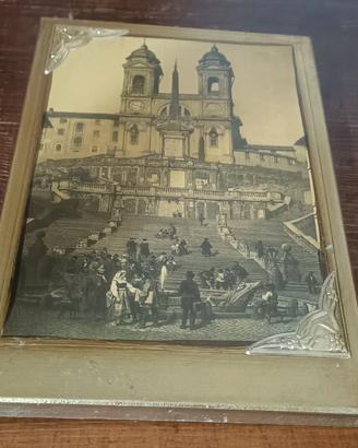 Quadro foglia argento 925vintage Trinità dei monti