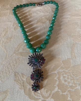 Collana giada di rara fattura con pendente in stil