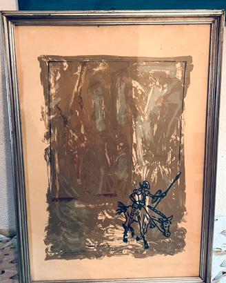 Quadro dipinto cavaliere Don Chischotte 1977
