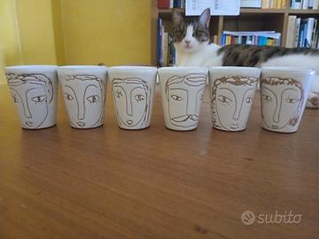 Set bicchieri amaro/caffè ceramica decorati