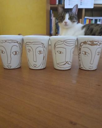 Set bicchieri amaro/caffè ceramica decorati