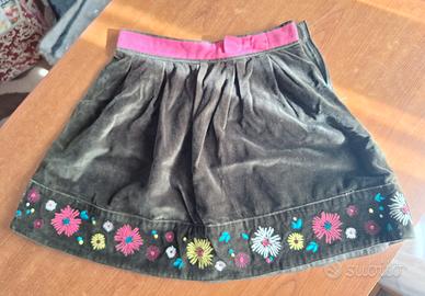 Gonna marrone velluto ricamata Du Pareil au Même