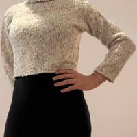 Maglione donna bianco a collo alto