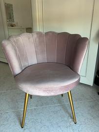 Poltrona sedia velluto glicine