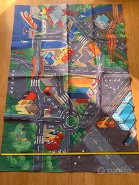 Tappeto città + pista in gomma per macchinine