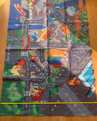 Tappeto città + pista in gomma per macchinine