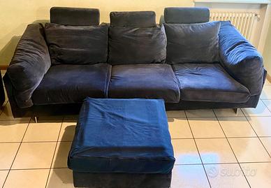 divano 3 posti con pouf coordinato