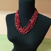 Collana fatta a mano a piú fili Multifilo corallo