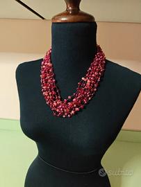 Collana fatta a mano a piú fili Multifilo corallo