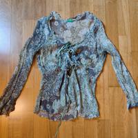 Maglietta Benetton vintage Y2K floreale – tessuto 