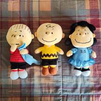 Set 3 peluche Peanuts: Charlie Brown, Linus, Lucy