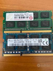 Kit 16 GB - 2x8 SODIMM DDR3 Trascend+SKhynix