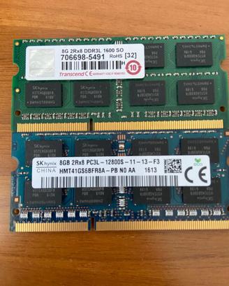 Kit 16 GB - 2x8 SODIMM DDR3 Trascend+SKhynix