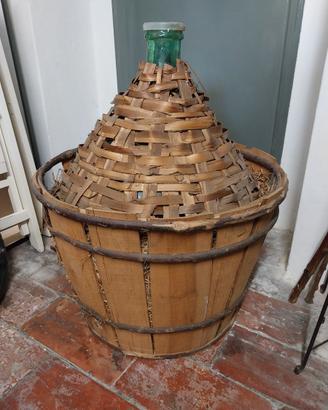 damigiana in vetro copertura legno e canniccio