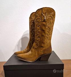 Stivali texani in pelle scamosciata, marrone, n.41