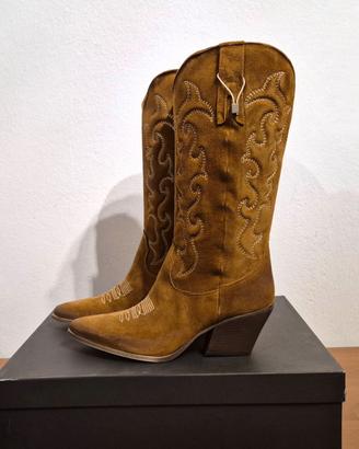 Stivali texani in pelle scamosciata, marrone, n.41