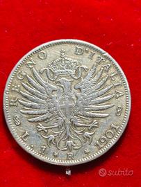 1 lira argento aquila araldica 1901