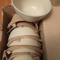 Set di 6 coppette beige rustiche in ceramica nuove