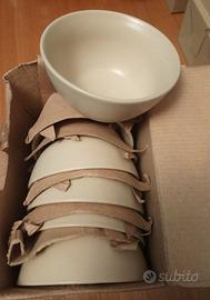 Set di 6 coppette beige rustiche in ceramica nuove