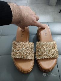 sandalo con zeppa modello ciabattina n 40 