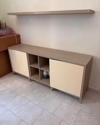 Madia bassa in legno con ante e mensola abbinata