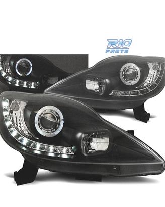 FARI PER PEUGEOT 107 05-12 LUCE DIURNA FONDO NERO