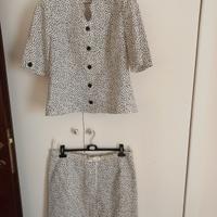 Completo giacca e gonna  fantasia  bianco e nero
