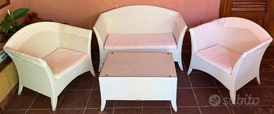Salotto da giardino in rattan colore bianco CROFF