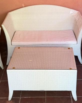 Salotto da giardino in rattan colore bianco CROFF