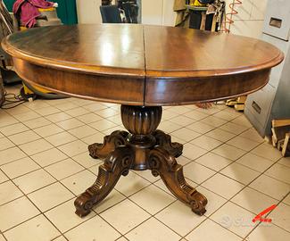 Tavolo rotondo antico allungabile noce