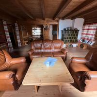 Divano a 3 Posti e COPPIA di Poltrone in Pelle Vin