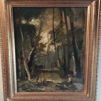 dipinto bosco notturno
