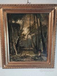 dipinto bosco notturno