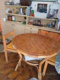 tavolo rotondo bambù con sedie