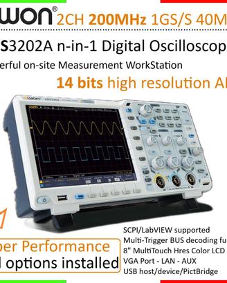 OWON® XDS3202A Plus★OSCILLOSCOPIO DIGITALE 200MHz★