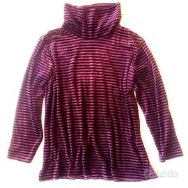 Maglioncino a strisce porpora nero con scaldacollo