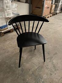 Sedia GS24 in faggio laccato nero opaco