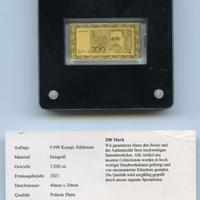 LINGOTTO ORO 999 PESO 1-200 OZ BANCONOTA GERMANIA
