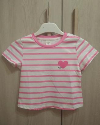 Maglietta bambina a righe con cuore 
