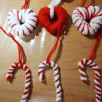 Set cuori e candy cane per albero di natale